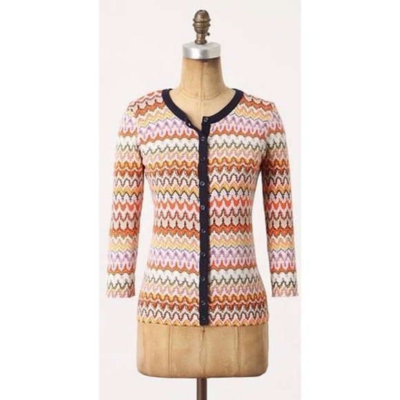 Anthropologie TABITHA Highlighted Frequencies Geometric Cardigan Sweater Medium - Picture 1 of 12
